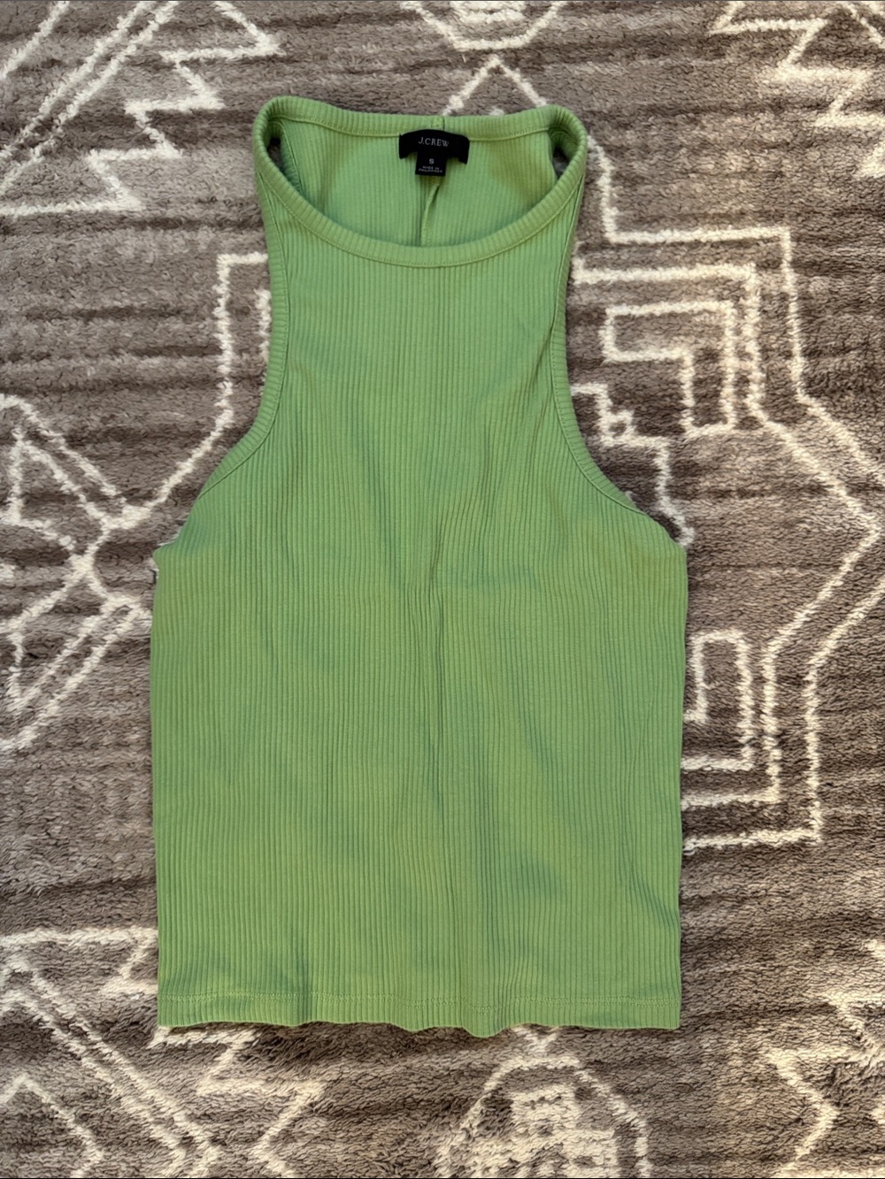 J. Crew Ribbed High-Neck Tank Top - Lime Green